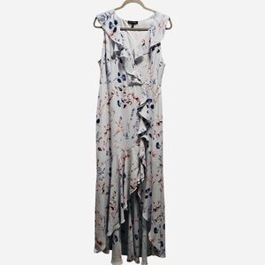 Light Blue Floral Ruffle Maxi Dress – Elegant & Flowy